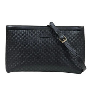 Gucci Outlet Microguccissima Shoulder Bag, Leather 607723, Black, Women's GUCCI